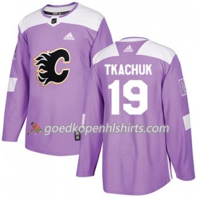 Calgary Flames Matthew Tkachuk 19 Adidas 2017-2018 Purper Fights Cancer Practice Authentic Shirt - Mannen